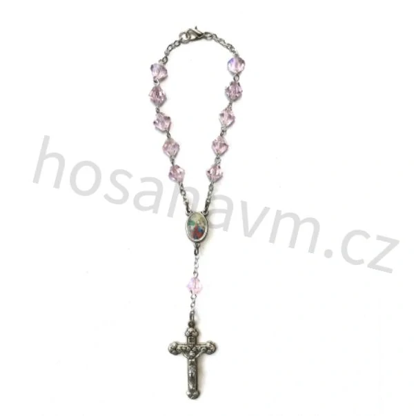 Růženec do auta – růžový, diamant