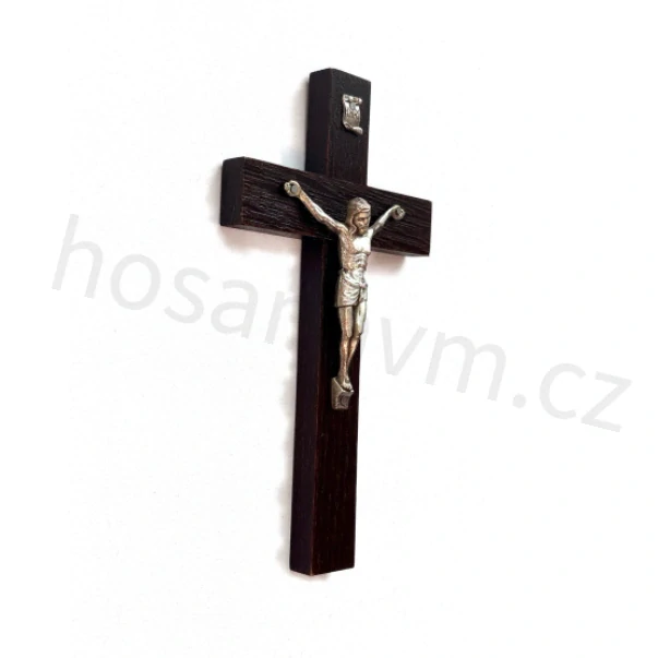Dřevěný kříž (rovný, 16 cm) - tm. hnědý