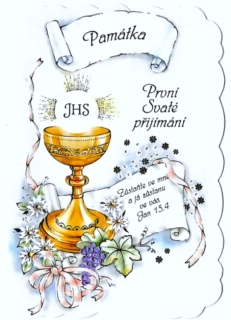 Přání k 1. svatému přijímání (památka, modrá)