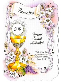 Přání k 1. svatému přijímání (památka, růžová)