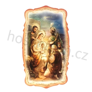 Vánoční obrázek (oranžový rám, betlém)