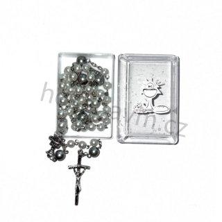 Růženec k 1. svatému přijímání (stříbrný, s krabičkou)