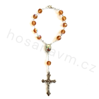 Růženec do auta – oranžová perla